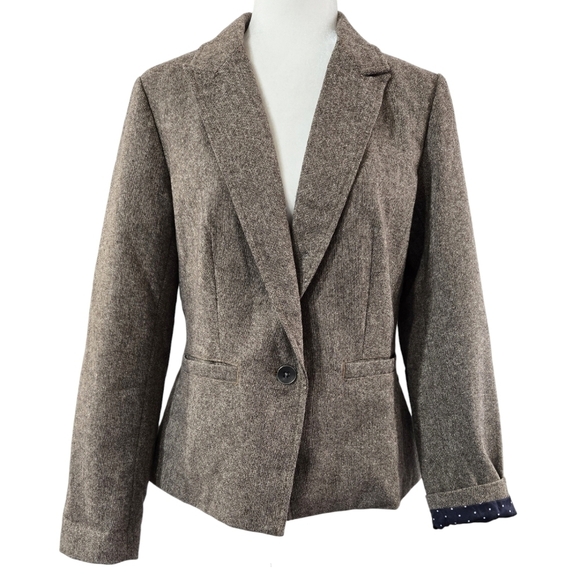 Levi's Wool Blend Brown One Button Blazer Metallic Academia Business Casual - Picture 1 of 10